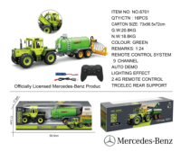 Nouveau 2026 : Tracteur agricole télécommandé sous licence 2,4 GHz à l'échelle 1:24 avec réservoir d'épandage – Jouet de simulation pour agriculteurs