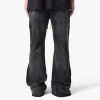 Wholesale Custom Logo Men's Heavyweight Stacked Flare Pants Zipper Streetwear Baggy Trousers OEM Polyester Cotton