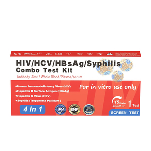 Kit de test combiné quatre-en-un DVOT VIH/VHC/AgHBs/Syphilis avec résultats en 15 minutes, 1 portion/boîte pour usage domestique/médical - Product Image 1