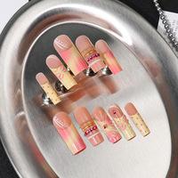 24 pièces, Vente chaude, Ongles artificiels en acrylique à presser, styles mixtes (Cercueil, Carré français), couvrance totale, avec colle, en gros