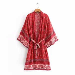 Đầm Kimono In Hoa Cho Nữ, Phong Cách Nhật Bản