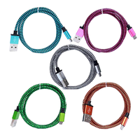 Kabel Data Tipe-C 1m 3 Kaki Berbahan Nilon Kepang dan Aluminium Alloy, Kabel Pengisi Daya Micro-USB 3 Kaki dengan Konektor Kepala USB Tipe C