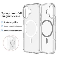 Coque de téléphone transparente magnétique pour 17 Pro Plus, cadre en TPU détachable et remplaçable, protection intégrale antichoc