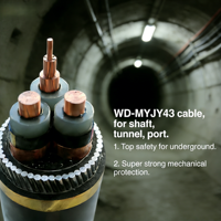 Câble minier robuste WD-MYJY43 0,6/1 kV, blindé SWA, LSZH, résistant au feu, pour projets de sécurité industrielle dans les mines