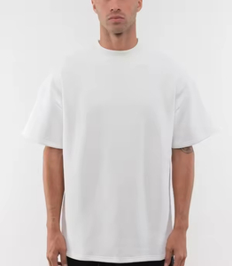 Camisetas de gran tamaño para hombre con gráfico personalizado y estampado de soplo liso de algodón 100% de peso pesado para hombre, camisetas blancas en blanco para hombre - Product Image 3