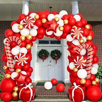 Kit de guirlande de ballons de Noël, boîte cadeau, cannes en sucre, étoiles menthe poivrée, rouge, blanc, or, arche en latex, fournitures de décoration pour fêtes de fin d'année