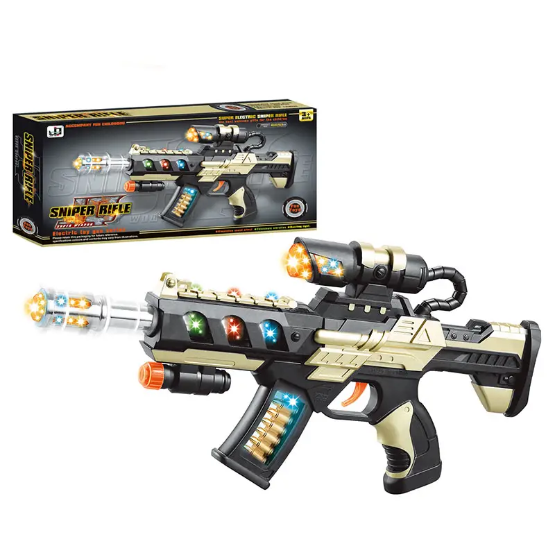 Pistolas de brinquedo vibratórios para meninos, armas de som e música com luz, brinquedo vibratório para rifle