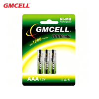 Paquete de Baterías Recargables NiMH GMCELL 1.2V AAA de 600mAh para Linterna, Electrónica de Consumo y Juguetes, 1200 Ciclos