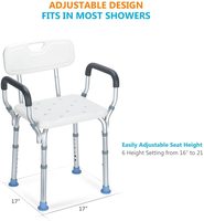 Robuste Chaise de Douche avec Dossier-Baignoire Chaise avec Bras pour Handicap Handicapés, personnes âgées et Personnes Âgées-Réglable Bain Médical