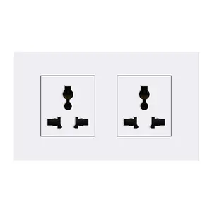 Type Wall Switch 2-position 13A Multifunctional Socket Panel Electrical Socket White PC EU Standard 146 Logo 2 Outlets Switch 05