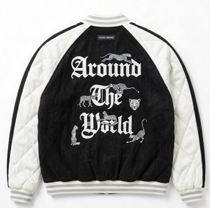 <strong>Men's</strong> Y2K <strong>Gothic</strong> Streetwear Varsity <strong>Jacket</strong> Black White Quilted Satin Baseball Bomber <strong>Jacket</strong> with Custom Embroidery - Product Image 2