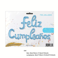 Ensemble de ballons en feuille de 16 pouces avec inscription Feliz Cumpleanos (Joyeux Anniversaire) pour les fournitures de fête d'anniversaire en espagnol