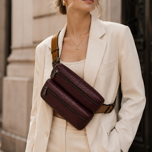 Sac banane en cuir PU texture crocodile OEM/ODM, sac de poitrine à double fermeture éclair, sac bandoulière réglable, sac de voyage quotidien - Product Image 3