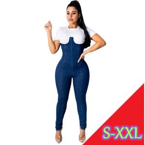 FDY041 nouvelle mode femmes porter bleu jean body grandes tailles denim moulant crayon <span class=keywords><strong>pantalon</strong></span> jean combinaisons femmes - Product Image 6