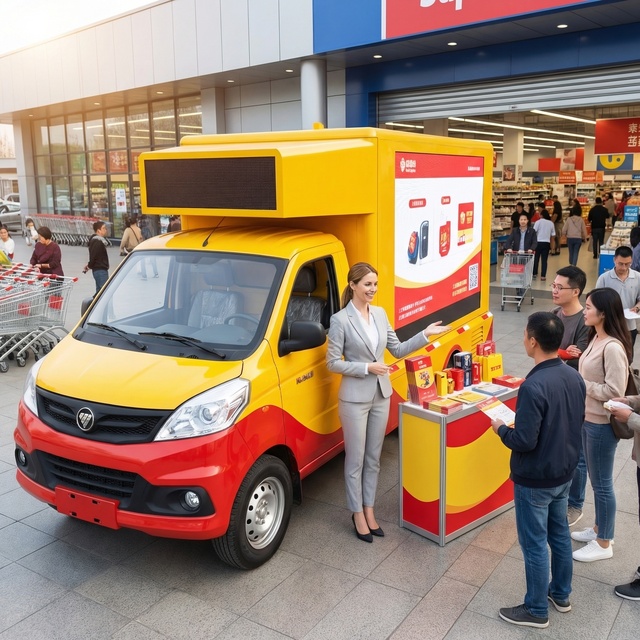 Customized Metal Advertising Truck, Small Van Size, Outdoor Commercial Promotion, US Market