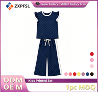 Ensemble haut et short imprimé à manches courtes avec logo personnalisé ZXPFSL, tenue décontractée pour enfants et femmes, 2 pièces, faible MOQ
