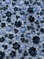 En stock en gros deux tons fleur de prunier brodé paillettes perles perles dentelle maille Net tissu robe de mariée fête scène Costume