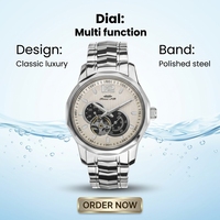 Top Marque Bracelet En Acier Inoxydable Squelette Automatique De Luxe Logo Personnalisé Hommes Montres Mécaniques