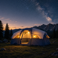Carpa de Camping Familiar Grande para 8-12 Personas, Impermeable, Tipo Cabaña, Poliéster 190T, para Exteriores, 4 Estaciones, para Senderismo y Fiestas, OEM ODM