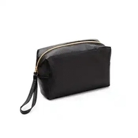 Petit kit de maquillage à fermeture éclair en simili cuir écologique souple noir personnalisé trousse de rasage de toilette cosmétique trousse de lavage de voyage pour hommes