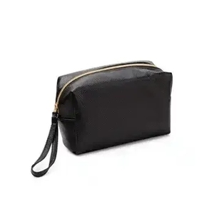 Customised Black <strong>Small</strong> Soft Eco Faux PU <strong>Leather</strong> Makeup Zipper Cosmetic Toilet Shaving Kit Pouch Travel Wash <strong>Bag</strong> for Men - Product Image 5