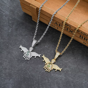 จี้กระเป๋าเงินรูปหยดน้ำ, เครื่องประดับฮิปฮอป, จี้รูปปีกพร้อมสัญลักษณ์ดอลลาร์, จี้กระเป๋าเงินรูปหยดน้ำ - Product Image 3