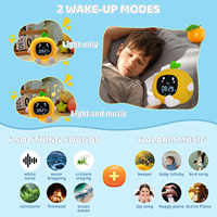LED-Display Zeit- und Wochentagsanzeige Cartoon-Motive Kinderuhr mit Kindersicherung Nachtlicht Schlaftrainer Wecker mit Weißem Rauschen und Naturklängen