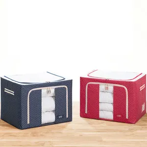 72L Foldable Storage Bins Organizers Oxford Cloth Steel Frame Storage Box for Closet Comforter Bedding Clothes