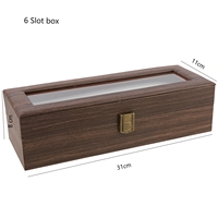 Boîte à montres en cuir grain de bois, organisateur de montres à 6 emplacements avec plateau à bijoux, fenêtre en verre, fermoir rétro, emballé individuellement