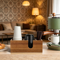 Support à tasses pour comptoir - Accessoires et organisateur de bar à café en bois - Organisateur de station à café pour tasses, couvercles, agitateurs et dosettes