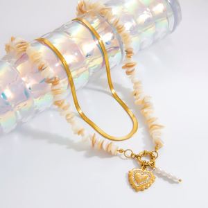 Collar de Acero Inoxidable con Piedra Natural, Colgante de Perla en Forma de Corazón con Corte Princesa, Chapado en Oro de 18K, Estilo Moderno para Mujer, Ideal para Fiestas - Product Image 4