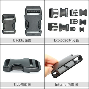 Boucle de sécurité simple à déclenchement A-051 en plastique pour accessoires de porte-bébé, attaches 20mm 26mm 33mm 38mm 51mm - Product Image 2