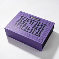 Boîte cadeau magnétique rigide violette avec insert intérieur, logo personnalisé imprimé, pour coffret cadeau cosmétique ou parfum, emballage de luxe de marque