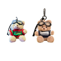 Vente en gros : Pendentif de sac et porte-clés personnalisés en peluche douce en forme d'ours, mini porte-clés en peluche ours avec lunettes amovibles