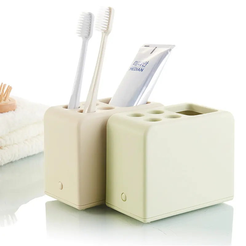 टूथब्रश धारक 5 स्लॉट स्वच्छ हस्तनिर्मित टूथब्रश टूथपेस्ट उस्तरा भंडारण के लिए मशीन बाथरूम आयोजक सेट खड़े हो जाओ