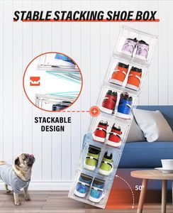 صندوق عرض أحذية شفاف من الأكريليك قابل للطي مع باب مغناطيسي، حافظة منظمة مخصصة مقاومة للأشعة فوق البنفسجية - Product Image 5