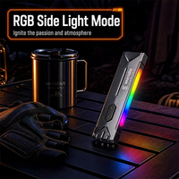 Lampe torche de poche EDC ultra-fine à double interrupteur, double aimant, laser rouge, lampe torche RGB rechargeable par USB pour la réparation, le camping en plein air