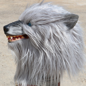 Máscara de lobo de peluche, talla única, accesorio para disfraz de Halloween, accesorios para fiestas - Product Image 4