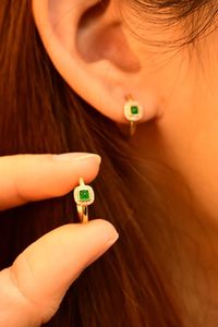Xinfly 18k Real Gold Natural Diamond 0.3ct <b>Emerald</b> <b>Earring</b> - Product Image 3