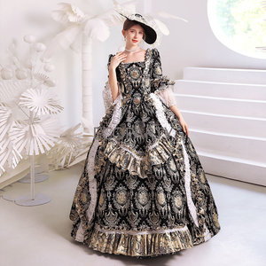 Vestido de baile rococó hecho a medida Ecoparty Queen Marie Antoinette negro/dorado para mujer, ropa gótica Grunge, <span class=keywords><strong>disfraz</strong></span> de fantasía, 1 unidad - Product Image 3