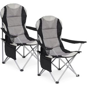 <b>Camping</b> Modern High Back Padded Foldable Steel Frame <b>Moon</b> <b>Chair</b> Oxford Cup Holder Side Pockets Outdoor Furniture Beach - Product Image 1