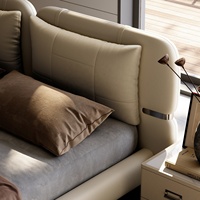 Cadre de lit flottant moderne avec éclairage LED, lit en cuir capitonné minimaliste italien, taille king size, pour mobilier de chambre à coucher de luxe