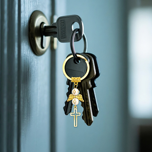 Tùy chỉnh kim loại vàng chéo Keychain hợp kim kẽm với các yếu tố cánh thiên thần cho các cuộc tụ họp tôn giáo và quà tặng lưu niệm - Product Image 6