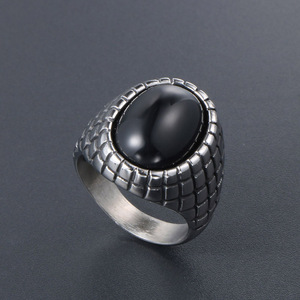 Bague en Agate pour Homme, Design Géométrique, Sertissage Clos, Style Rétro, Cadeau Bijou SA714 - Product Image 3