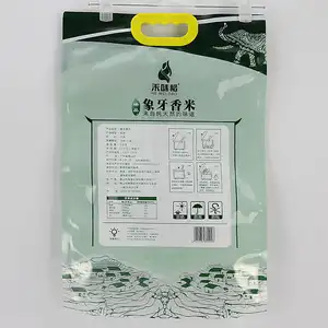 100% Natural Plastic Bag Of Rice With Handle Rice Vacuum Packaging Ivory Rice Bag For Supermarket Package