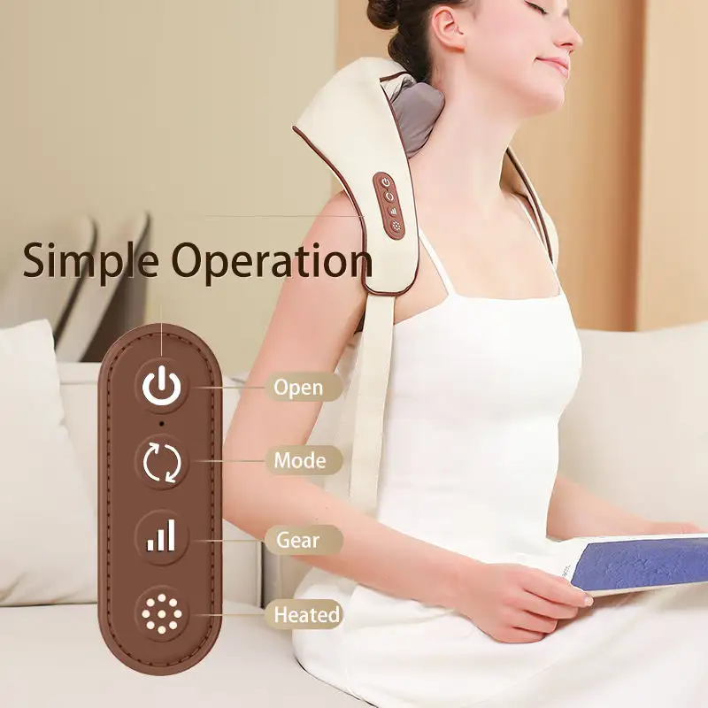 2024 Hot Sale Electric Shiatsu Neck And Shoulder Relaxer Cervical Massage Neck   Shoulder Massager With Heated