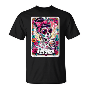 Camiseta Mexicana con Diseño de Esqueleto de Mamá Latina, Día de Muertos, La Nana - Product Image 2