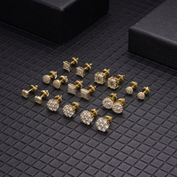 Bijoux Hip Hop personnalisés Iec Out Vvs Moissanite diamant plaqué or 925 en argent sterling boucle d'oreille ronde à visser pour unisexe