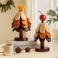 Sous-plat en bois multifonctionnel pour arbre de Noël, pliable, résistant à la chaleur, pour casseroles, tasses et bols chauds