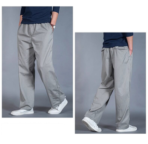 Pantalon large pour <span class=keywords><strong>homme</strong></span> 100% coton, coupe droite minimaliste, pantalon décontracté ample, style City Boy, taille élastique, chinos - Product Image 2